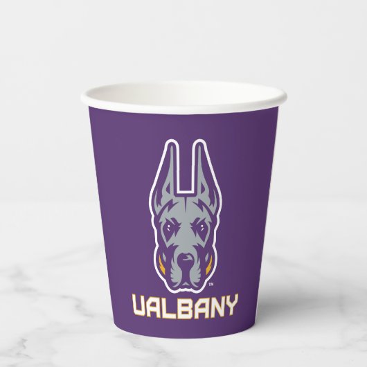 Universität Albany Great Danes Pappbecher (Rückseite)