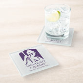 Universität Albany - Iconic-Logo Glasuntersetzer (Schrägansicht)