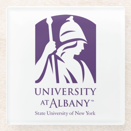 Universität Albany - Iconic-Logo Glasuntersetzer (Vorderseite)