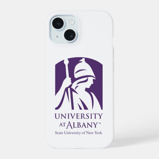 Universität Albany - Iconic-Logo iPhone 15 Hülle (Rückseite)