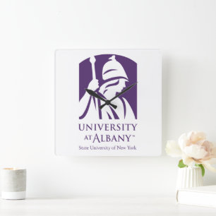 Universität Albany - Iconic-Logo Quadratische Wanduhr