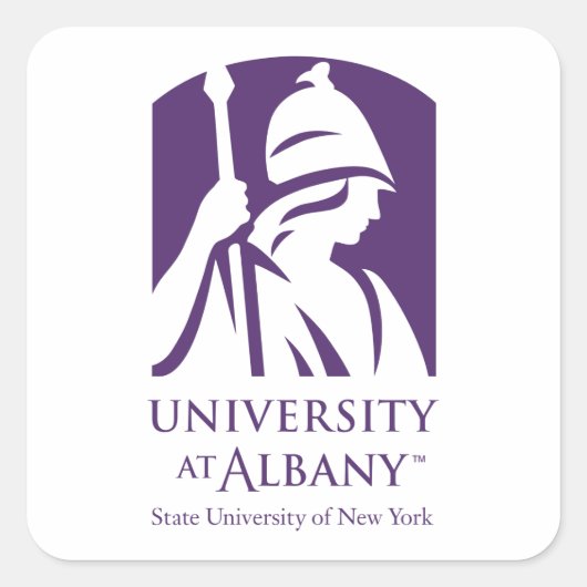 Universität Albany - Iconic-Logo Quadratischer Aufkleber (Vorderseite)