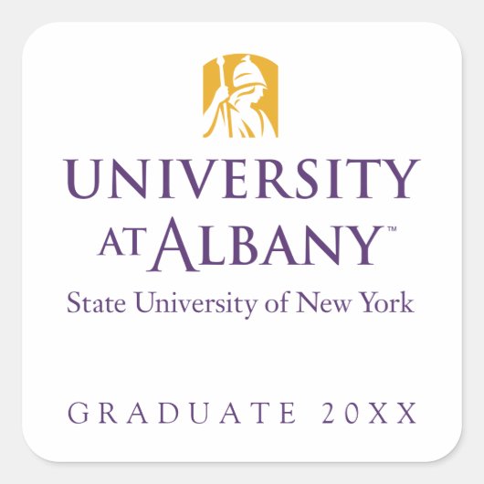 Universität Albany - Iconic-Logo Quadratischer Aufkleber (Vorderseite)