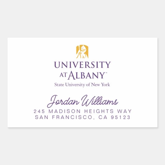 Universität Albany - Iconic-Logo Rechteckiger Aufkleber (Vorderseite)