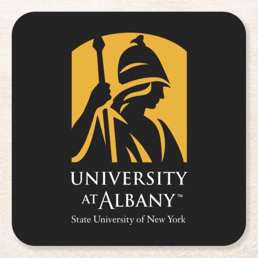 Universität Albany - Iconic-Logo Rechteckiger Pappuntersetzer (Vorderseite)