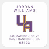 Universität Albany - Initials-Logo Quadratischer Aufkleber (Vorderseite)