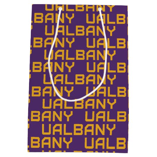 Universität Albany Wordmark 2 Mittlere Geschenktüte (Rückseite)