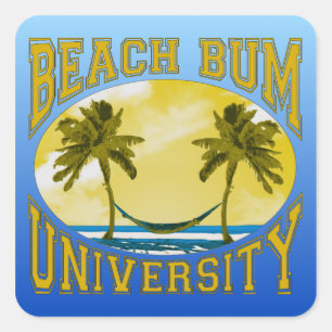 Universität Beach Bum Quadratischer Aufkleber