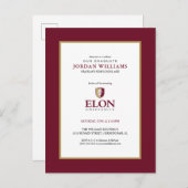 Universität Elon | Abschluss Ankündigungspostkarte (Vorne/Hinten)