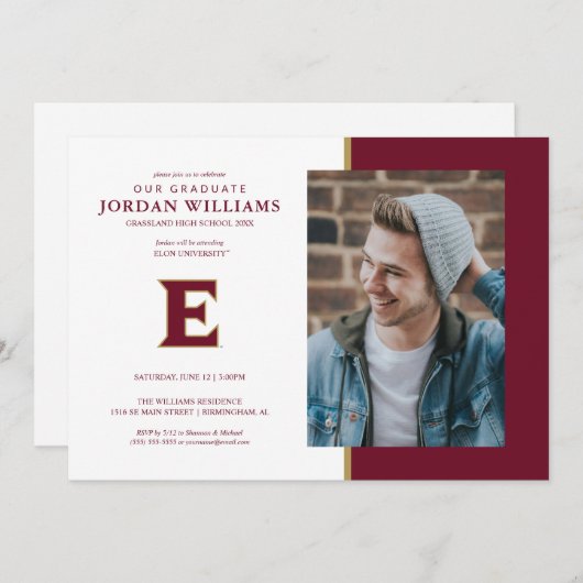 Universität Elon E Ankündigung (Vorne/Hinten)