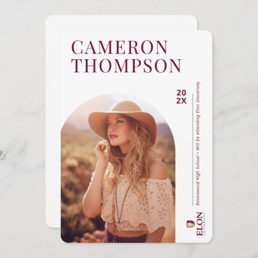 Universität Elon E Einladung (Vorne/Hinten)