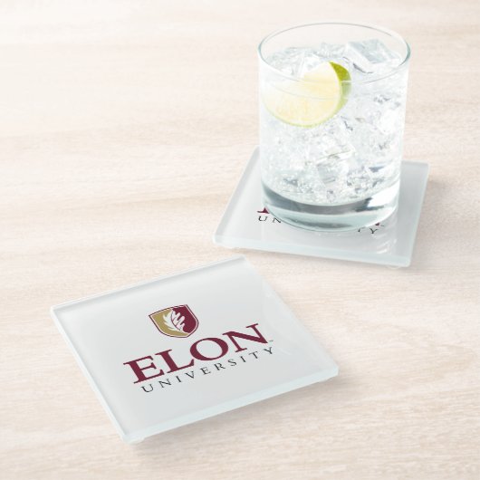 Universität Elon Glasuntersetzer (Schrägansicht)