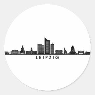 Universität LEIPZIG Deutschland Silhouette Skylin Runder Aufkleber