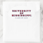 Universität Mississippi | Blocktyp Ovaler Aufkleber (Tasche)