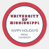 Universität Mississippi | Blocktyp Runder Aufkleber (Vorderseite)