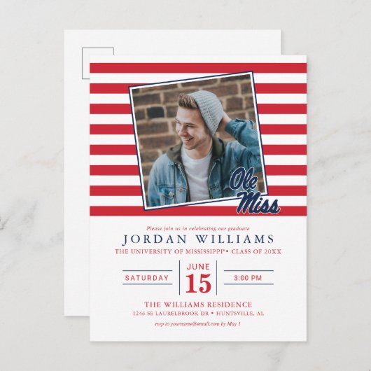 Universität Mississippi | Ole Miss Script Ankündigungspostkarte (Vorne/Hinten)