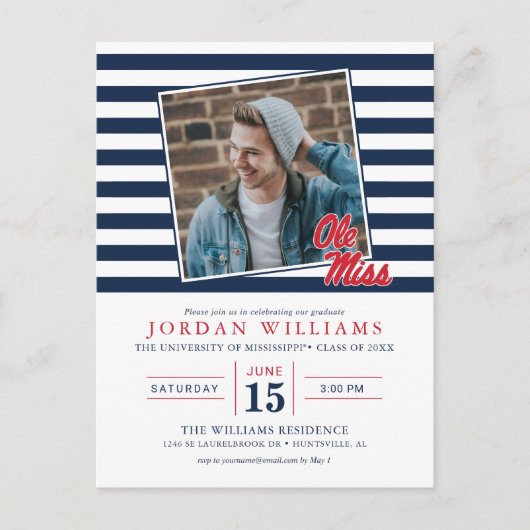 Universität Mississippi | Ole Miss Script Ankündigungspostkarte (Vorderseite)