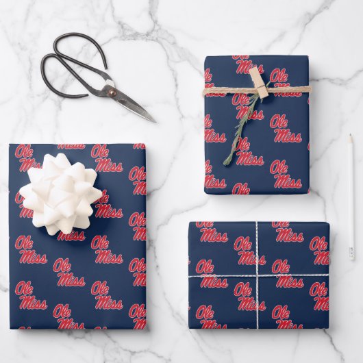 Universität Mississippi | Ole Miss Script Geschenkpapier Set (Vorderseite)