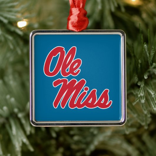 Universität Mississippi | Ole Miss Script Ornament Aus Metall (Baum)