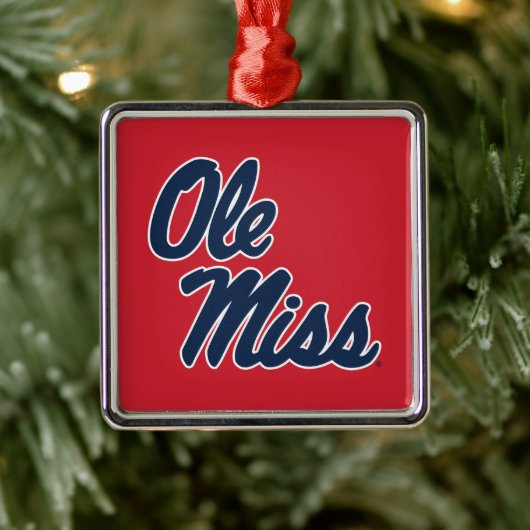 Universität Mississippi | Ole Miss Script Ornament Aus Metall (Baum)
