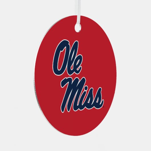 Universität Mississippi | Ole Miss Script Ornament Aus Metall (Vorderseite Rechts)