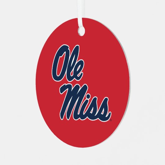 Universität Mississippi | Ole Miss Script Ornament Aus Metall (Vorderseite links)