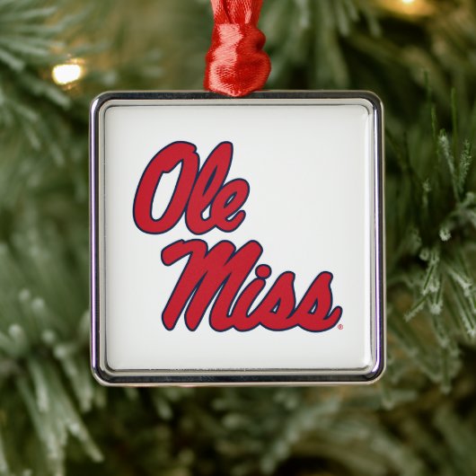 Universität Mississippi | Ole Miss Script Ornament Aus Metall (Baum)