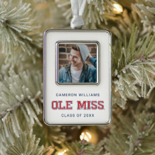 Universität Mississippi   Ole Miss Wordmark Rahmen-Ornament Silber