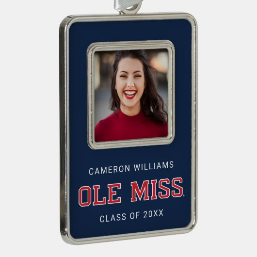 Universität Mississippi | Ole Miss Wordmark Rahmen-Ornament Silber (Rechts)