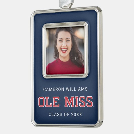 Universität Mississippi | Ole Miss Wordmark Rahmen-Ornament Silber (Links)