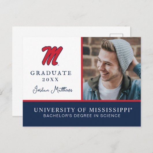 Universität Mississippi | Script M Ankündigungspostkarte (Vorne/Hinten)