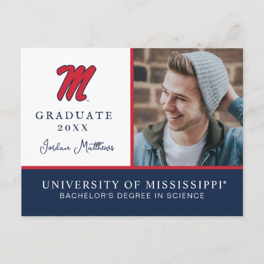 Universität Mississippi | Script M Ankündigungspostkarte (Vorderseite)