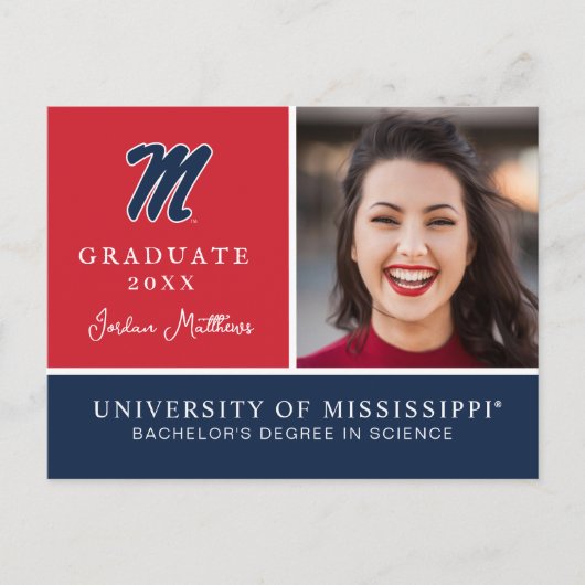Universität Mississippi | Script M Ankündigungspostkarte (Vorderseite)