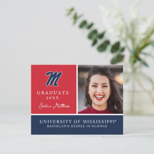 Universität Mississippi | Script M Ankündigungspostkarte (Stehend Vorderseite)