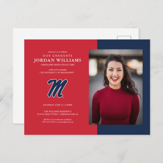 Universität Mississippi | Script M Ankündigungspostkarte (Vorne/Hinten)