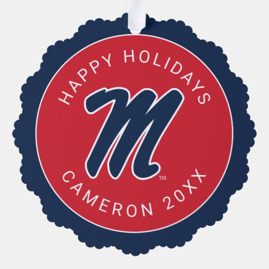 Universität Mississippi | Script M Ornament Karte (Rückseite)