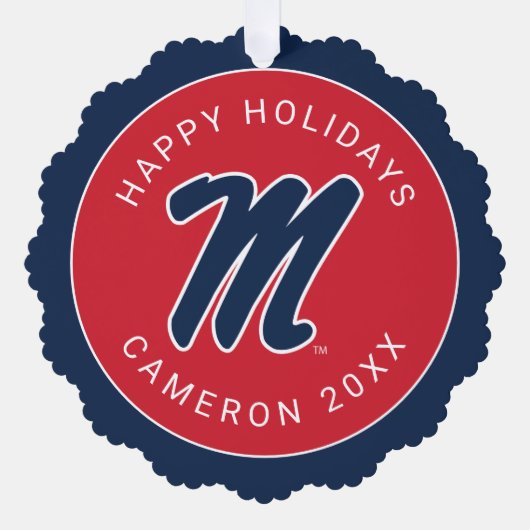 Universität Mississippi | Script M Ornament Karte (Vorderseite)