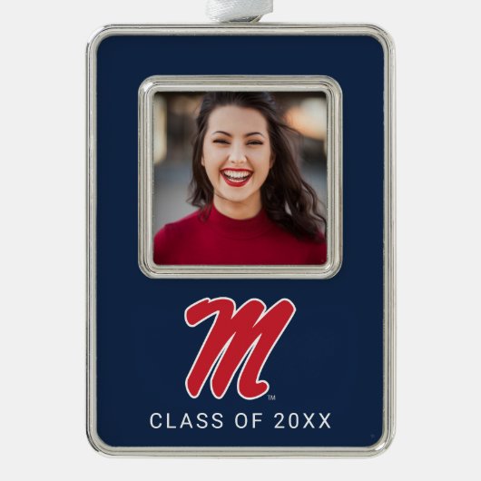 Universität Mississippi | Script M Rahmen-Ornament Silber (Vorderseite)