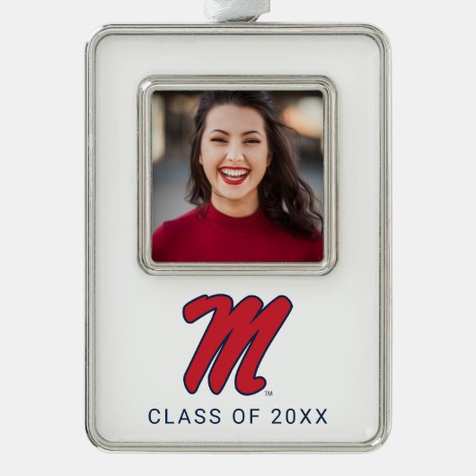 Universität Mississippi | Script M Rahmen-Ornament Silber (Vorderseite)