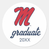 Universität Mississippi | Script M Runder Aufkleber (Vorderseite)