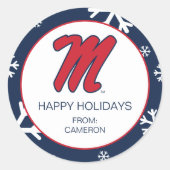 Universität Mississippi | Script M Runder Aufkleber (Vorderseite)