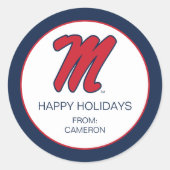 Universität Mississippi | Script M Runder Aufkleber (Vorderseite)