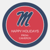 Universität Mississippi | Script M Runder Aufkleber (Vorderseite)