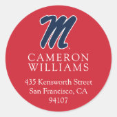 Universität Mississippi | Script M Runder Aufkleber (Vorderseite)