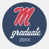 Universität Mississippi | Script M Runder Aufkleber (Vorderseite)