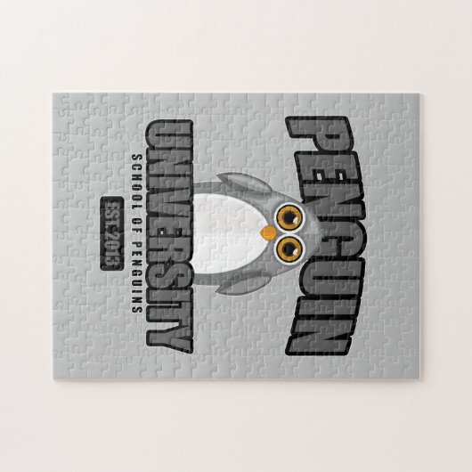 Universität Pinguin - Grau Puzzle (Horizontal)