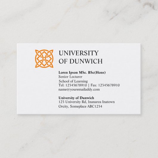 Universitätsstil v2 visitenkarte (Vorderseite)