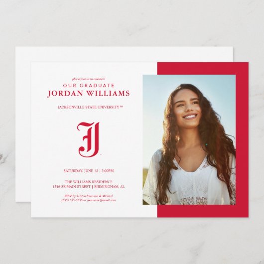 University Abschluss Jacksonville Staat Ankündigung (Vorne/Hinten)