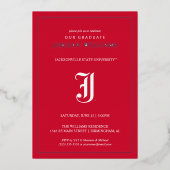 University Abschluss Jacksonville Staat Folieneinladung (Vorderseite)