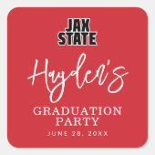 University Abschluss Jacksonville Staat Quadratischer Aufkleber (Vorderseite)